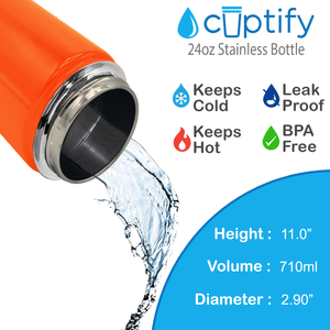 Orange Bright Gloss 24oz Wide Mouth Water Bottle