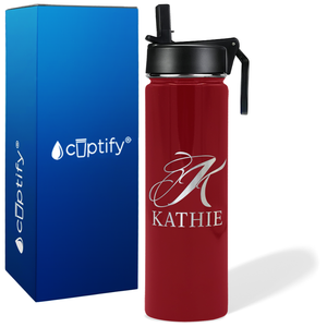 Personalized Script Initial and Name on 24oz Wide Mouth Bottle