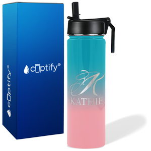 Personalized Script Initial and Name on 24oz Wide Mouth Bottle