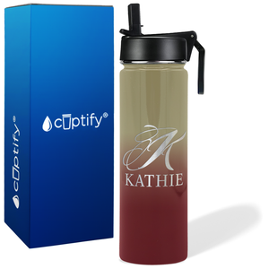 Personalized Script Initial and Name on 24oz Wide Mouth Bottle