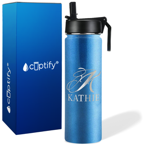 Personalized Script Initial and Name on 24oz Wide Mouth Bottle