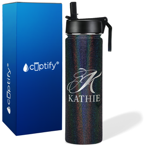 Personalized Script Initial and Name on 24oz Wide Mouth Bottle