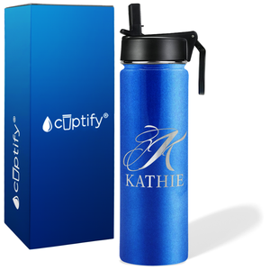 Personalized Script Initial and Name on 24oz Wide Mouth Bottle