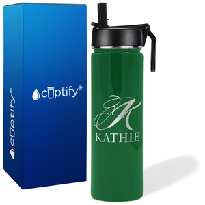 Personalized Script Initial and Name on 24oz Wide Mouth Bottle