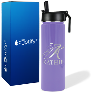 Personalized Script Initial and Name on 24oz Wide Mouth Bottle