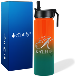 Personalized Script Initial and Name on 24oz Wide Mouth Bottle