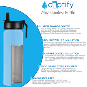 Pastel Blue Gloss 24oz Wide Mouth Water Bottle