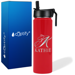 Personalized Script Initial and Name on 24oz Wide Mouth Bottle