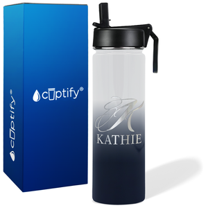 Personalized Script Initial and Name on 24oz Wide Mouth Bottle