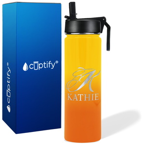 Personalized Script Initial and Name on 24oz Wide Mouth Bottle