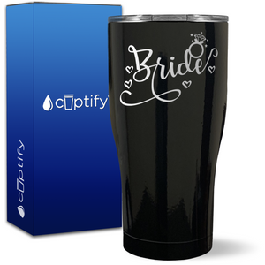 Bride Hearts and Ring on 27oz Curve Tumbler