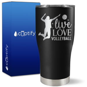 Live Love Volleyball Silhouette on 27oz Curve Tumbler
