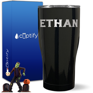 Personalized Grim Halloween Font on 27oz Curve Tumbler