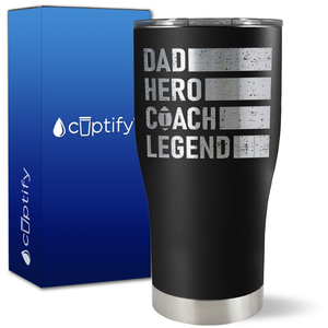 Dad, Hero, Coach, Legend on 27oz Curve Tumbler