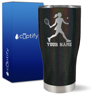 Personalized Tennis Player Female Silhouette on 27oz Curve Tumbler