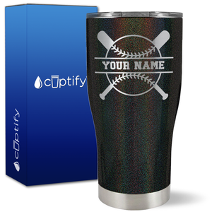 Personalized Baseball and Bats on 27oz Curve Tumbler