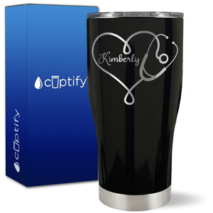 Personalized Heart Stethoscope on 27oz Curve Tumbler