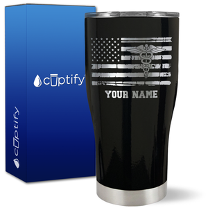 Personalized Caduceus Flag on 27oz Curve Tumbler
