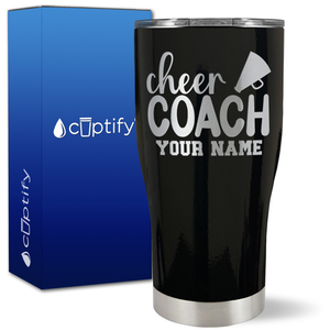 Personalized Cheer Coach with Megaphone on 27oz Curve Tumbler