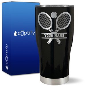 Personalized Tennis Rackets on 27oz Curve Tumbler
