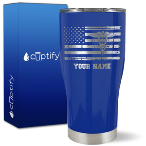 Personalized Caduceus Flag on 27oz Curve Tumbler
