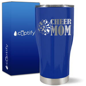 Cheer Mom with Pom Pom on 27oz Curve Tumbler