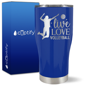 Live Love Volleyball Silhouette on 27oz Curve Tumbler