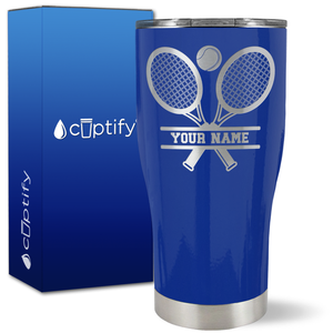 Personalized Tennis Rackets on 27oz Curve Tumbler