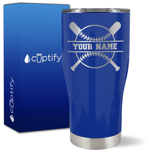 Personalized Baseball and Bats on 27oz Curve Tumbler