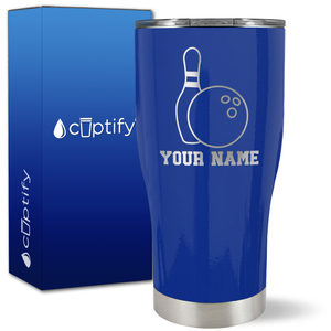 Personalized Bowling Ball and Pin on 27oz Curve Tumbler