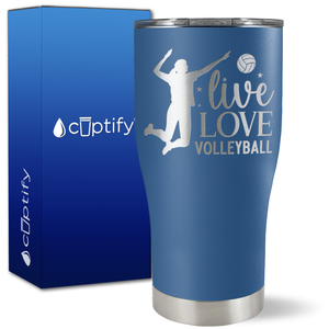Live Love Volleyball Silhouette on 27oz Curve Tumbler