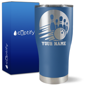 Custom Bowling and Pins on 27oz Curve Tumbler