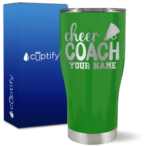 Personalized Cheer Coach with Megaphone on 27oz Curve Tumbler