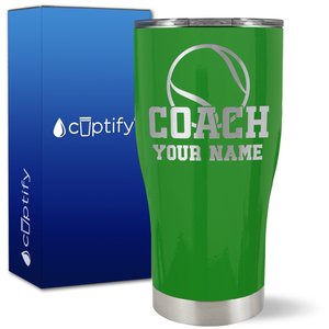 Personalized Coach Tennis Ball on 27oz Curve Tumbler