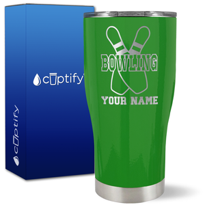 Personalized Bowling Pins on 27oz Curve Tumbler