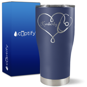 Personalized Heart Stethoscope on 27oz Curve Tumbler