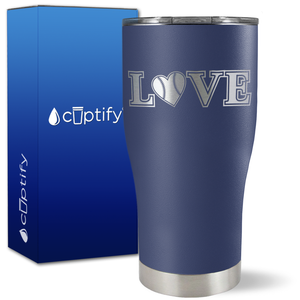 Baseball Love Heart on 27oz Curve Tumbler