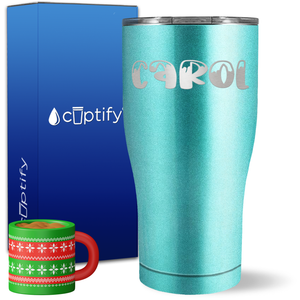 Personalized Frosty Christmas Font on 27oz Curve Tumbler