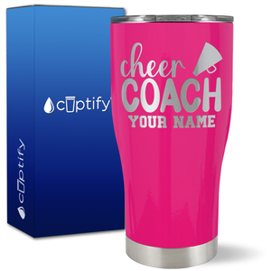 Personalized Cheer Coach with Megaphone on 27oz Curve Tumbler