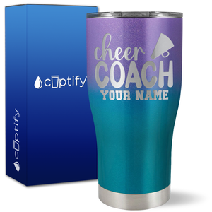 Personalized Cheer Coach with Megaphone on 27oz Curve Tumbler