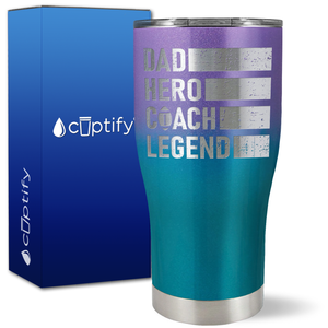 Dad, Hero, Coach, Legend on 27oz Curve Tumbler