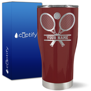 Personalized Tennis Rackets on 27oz Curve Tumbler