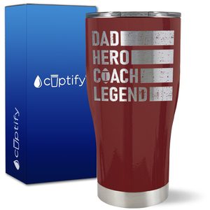 Dad, Hero, Coach, Legend on 27oz Curve Tumbler