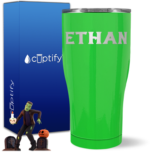 Personalized Grim Halloween Font on 27oz Curve Tumbler