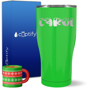 Personalized Frosty Christmas Font on 27oz Curve Tumbler