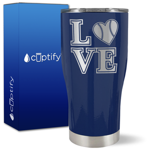 Baseball Heart Love on 27oz Curve Tumbler