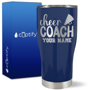 Personalized Cheer Coach with Megaphone on 27oz Curve Tumbler