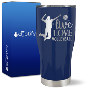 Live Love Volleyball Silhouette on 27oz Curve Tumbler