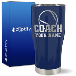 Personalized Coach Tennis Ball on 27oz Curve Tumbler