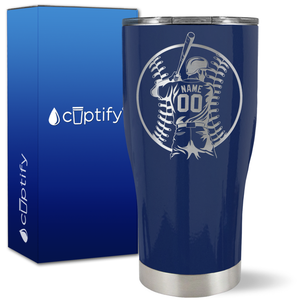 Personalized Baseball Player Name and Number on 27oz Curve Tumbler